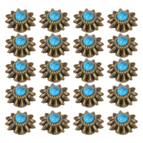 SENECESLI Türquoise Legierte Nietsimulation, Elegante Transparente Textur Installation Daisy Dekorative Schnallen Leder Basteln Schnallen (BLUE) von SENECESLI