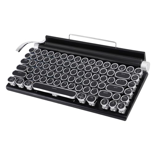 SENECESLI WLAN -Typewriter -Tastatur Hot Swappable Retro Mechanical Tastatur, Kabel/BT Verbindung, RGB Hintergrundbeleuchtung, 83 Tasten Bluetooth (Black) von SENECESLI