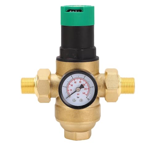SENECESLI Wasserdruckregulierungsventil, Messing Genauer Messung des Wasserdruckreglers Hohe Festigkeit Einfach zu Installierende Netzfilter für das Gesamte Haus (1/2 Zoll (DN15)) von SENECESLI