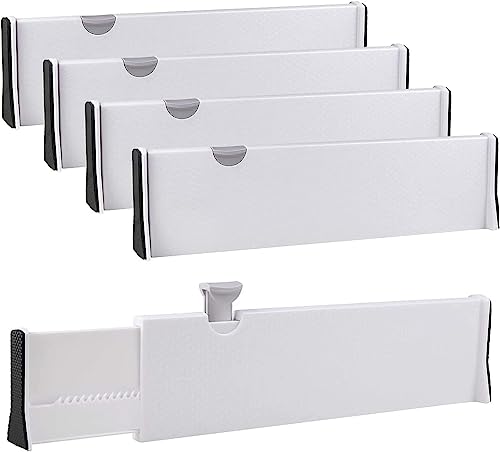 SENENQU 4er-Set Schubladentrenner Küche Verstellbar, 37.8-54 CM Plastik Schubladenteiler Hoch - 10CM, Schubladen Organizer für Küche, Kommode, Badezimmer, Schlafzimmer (Weiß) von SENENQU