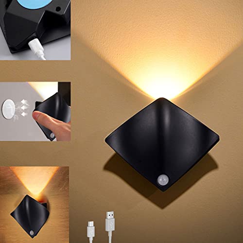 SENFAY LED Akku Wandlampe mit Bewegungsmelder 1200 mAh Batteriebetriebene ​Wandleuchte Aufladbar USB Nachtlicht Kinder Mit Schalter Batterie Lampe Kabellos Treppenbeleuchtung Magnet Wandbeleuchtung von SENFAY