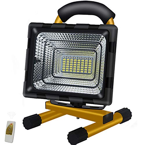 SENFAY LED Akku Strahler, LED Tragbare Baustrahler, 100W 56 LEDs 8000 lumens, Wiederaufladbare Arbeitsleuchte Bauscheinwerfer,IP65 Wasserdicht, Mit Fernbedienung, Kontinuierliche Arbeit,9/20h von SENFAY