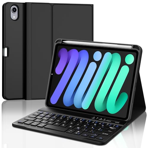 SENGBIRCH Hülle mit Tastatur für Mini 7 (A17Pro) 8.3" 2024 - Magnetisch abnehmbar mit Deutsches QWERTZ Layout Tastatur, Soft TPU und Leder hülle mit Pencil Halter für Mini 6, Schwarz SENGBIRCH Hülle mit Tastatur für Mini 7 (A17Pro) 8.3" 2024 - Magnetisch abnehmbar mit Deutsches QWERTZ Layout Tastatur, Soft TPU und Leder hülle mit Pencil Halter für Mini 6, Schwarz von SENGBIRCH