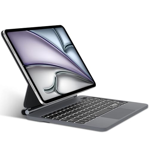 SENGBIRCH Magic Tastatur mit hülle für iPad Air 11" (M3 2025/M2 2024) - Deutsches QWERTZ Layout Hintergrundbeleuchtung Multi-Trackpad Keyboard für iPad Pro 11 Zoll 4./3./2./1, Schwarz von SENGBIRCH