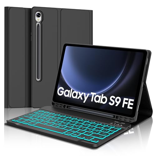 SENGBIRCH Tastatur Hülle für Samsung Galaxy Tab S10 FE 2025/S9 FE 2023 10.9" - QWERTZ Deutsche 7 Farben Hinterleuchtete Abnehmbare Bluetooth Wireless Tastatur für Galaxy Tab S9 11" 2023, Schwarz SENGBIRCH Tastatur Hülle für Samsung Galaxy Tab S10 FE 2025/S9 FE 2023 10.9" - QWERTZ Deutsche 7 Farben Hinterleuchtete Abnehmbare Bluetooth Wireless Tastatur für Galaxy Tab S9 11" 2023, Schwarz von SENGBIRCH
