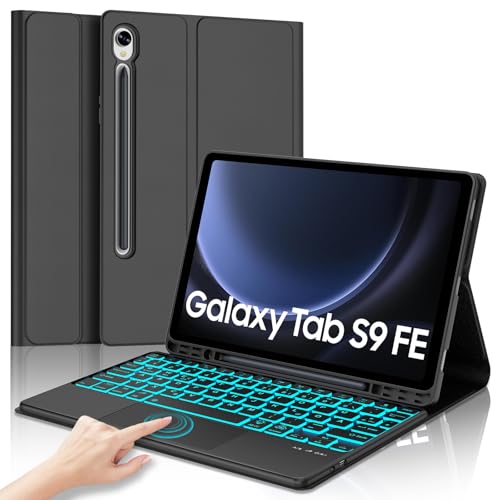 SENGBIRCH Tastatur Hülle für Samsung Galaxy Tab S10 FE 2025/S9 FE 2023 10.9" - QWERTZ Deutsche Touchpad 7 Farben Beleuchtete Abnehmbare Bluetooth Tastatur für Galaxy Tab S9 11", Schwarz SENGBIRCH Tastatur Hülle für Samsung Galaxy Tab S10 FE 2025/S9 FE 2023 10.9" - QWERTZ Deutsche Touchpad 7 Farben Beleuchtete Abnehmbare Bluetooth Tastatur für Galaxy Tab S9 11", Schwarz von SENGBIRCH