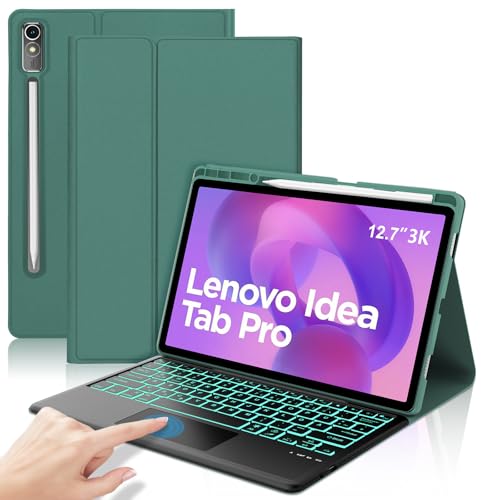 SENGBIRCH Tastaturhülle für Idea tab Pro 12.7" 2025 - QWERTZ Deutsche 7 Farben Beleuchtete Touchpad Abnehmbare Bluetooth Wireless Tastatur für Idea tab Pro 12.7 Zoll 2025, Dunkelgrün SENGBIRCH Tastaturhülle für Idea tab Pro 12.7" 2025 - QWERTZ Deutsche 7 Farben Beleuchtete Touchpad Abnehmbare Bluetooth Wireless Tastatur für Idea tab Pro 12.7 Zoll 2025, Dunkelgrün von SENGBIRCH