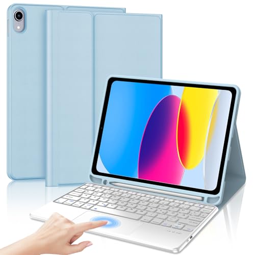 SENGBIRCH Hülle für iPad 10. Gen 10.9"/11. Gen A16 2025 mit Trackpad Tastatur - QWERTZ Deutsche Touchpad Abnehmbare Bluetooth Wireless Tastatur für iPad 10. Gen 10.9 Zoll, Hellblau SENGBIRCH Hülle für iPad 10. Gen 10.9"/11. Gen A16 2025 mit Trackpad Tastatur - QWERTZ Deutsche Touchpad Abnehmbare Bluetooth Wireless Tastatur für iPad 10. Gen 10.9 Zoll, Hellblau von SENGBIRCH