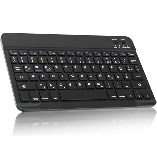 SENGBIRCH Bluetooth Tastatur für iPad 11. /10. /Air/Pro/Mini/iPhone - Deutsche Tastatur für Samsung/Lenovo/Huawei/Honor/Xiaomi/Windows und Android Tablet,Ultra-dünn mit Type-c Kabel, Schwarz von SENGBIRCH