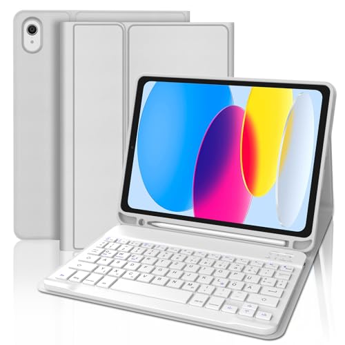 SENGBIRCH Hülle mit Tastatur für ipad 10. Generation 10.9"/11. Gen A16 2025 - QWERTZ Layout Bluetooth Tastatur, Kabellose Abnehmbare Folio Keyboard Hülle für iPad 10. Generation - Hellgrau SENGBIRCH Hülle mit Tastatur für ipad 10. Generation 10.9"/11. Gen A16 2025 - QWERTZ Layout Bluetooth Tastatur, Kabellose Abnehmbare Folio Keyboard Hülle für iPad 10. Generation - Hellgrau von SENGBIRCH