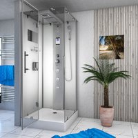 Dampfdusche Duschtempel Sauna Dusche Duschkabine D38-10L2 90x90 cm - Weiß von ACQUAVAPORE