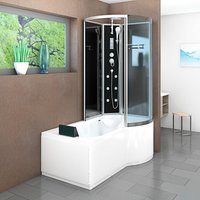 Kombination Badewanne Dusche K50-L31 Duschtempel 170x100 cm - Schwarz von ACQUAVAPORE