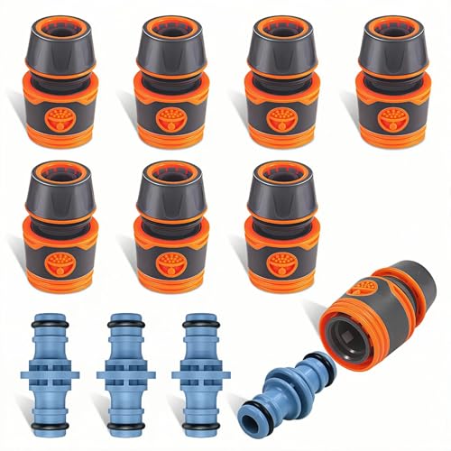 Schlauchverbinder 1/2 zoll, 12 Stück Schlauchkupplungs-Set mit Doppelstecker für Gartenschlauch Verbinder, Bewässerungssystem Verbindungsteile Gartenschlauch Verlängerung Set für Haus und Garten von SENLINLIN
