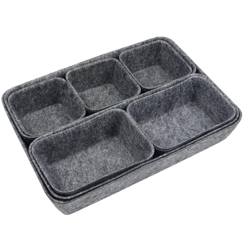 SENLINLIN 8 Stück Schubladen Organizer Filz, Schubladen Ordnungssystem Filz Büro, Drawer Organizer, Schubladen Organizer Kleidung, Flexible Filzbox Für Schlafzimmer Büro Wickelkommode (Dunkelgrau) von SENLINLIN