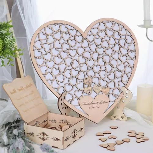 SENLINLIN Hochzeit Gästebuch aus Holz, Herzform Alternative Gästebuch Hochzeit, mit 101 Holzherzen 1 Zeichen Stift Set SENLINLIN Hochzeit Gästebuch aus Holz, Herzform Alternative Gästebuch Hochzeit, mit 101 Holzherzen 1 Zeichen Stift Set von SENLINLIN