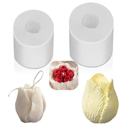 2 Stück Silikonform Blumen Tulpenform Kerzenform Silikon 3D Kerzenform Blumen Kerzen Silikonform für die Herstellung von handgefertigten Duftkerzen, Seifen, Gips Harzhandwerk, etc. von SENLINLU
