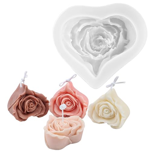 Silikonform Blumen Liebe Rose Kerzenform Silikon 3D Kerzenform Blumen Kerzen Silikonform für die Herstellung von handgefertigten Duftkerzen, Seifen, Gips Harzhandwerk, etc. von SENLINLU