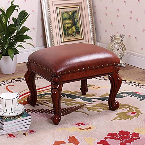 SENNIAN Fußhocker Fußhocker Quadratischer Fußhocker aus Kunstleder,Luxuriöse, Platzsparende Kleine Fußstütze,Für Wohnzimmer Schlafzimmer Ottoman-E 37x30x30cm Home Decor Hocker von SENNIAN