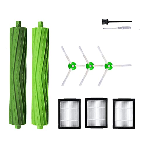 Ersatzteil-Zubehör für iRobot Roomba i7 i6 i8 i3 i4 i1 e5 e6 I E J Serie Staubsauger, inklusive 1 Multi-Oberflächen-Gummibürste und 3 Filtern, 3 Seitenbürsten von SENNII