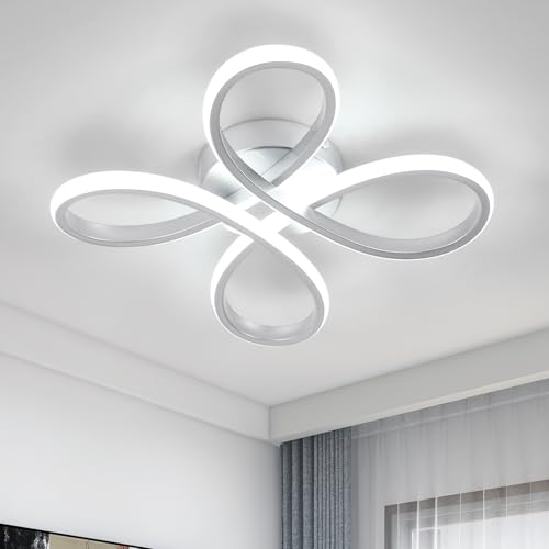 LED Deckenleuchte Moderne, 30W 3375LM Creative Flower Form LED Deckenlampe Silber LED Lampe Deckenbeleuchtung für Wohnzimmer Schlafzimmer Badezimmer Flur, Ø30CM, 6500K Kaltweiß von SENQIU