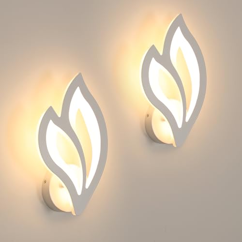 SENQIU 2 Stück LED Wandleuchte Innen Moderne, 13W Warmweiß 3000K Blumenförmige Wandlampe, Wandleuchte LED aus Acryl für Schlafzimmer Flur Wohnzimmer Treppe Verwendet von SENQIU