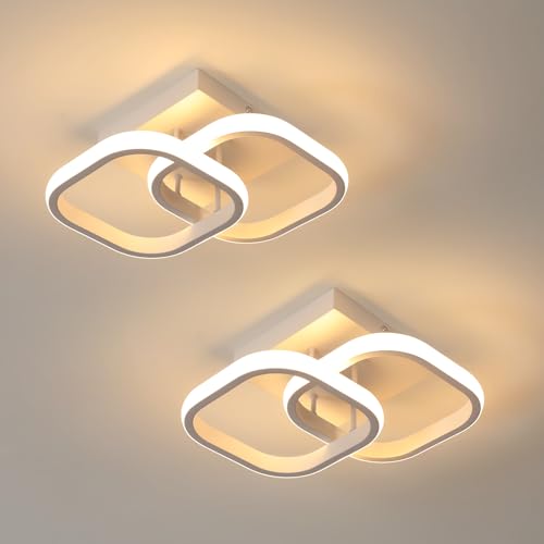 SENQIU 2 Stücke LED Deckenleuchte, 22W Modern Quadratisch LED Deckenlampe, Deckenleuchten Weiße aus Aluminium für Wohnzimmer Schlafzimmer Küche, Warmweiß 3000K von SENQIU
