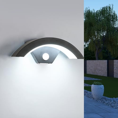 SENQIU Außenwandleuchte mit Bewegungsmelder, 24W 2700LM LED Wandleuchte Aussen Moderne, IP65 Wasserdichte Aussenlampe LED Wand Schwarz für Garten Terrasse Eingang Garage, Kaltweiß 6500K von SENQIU