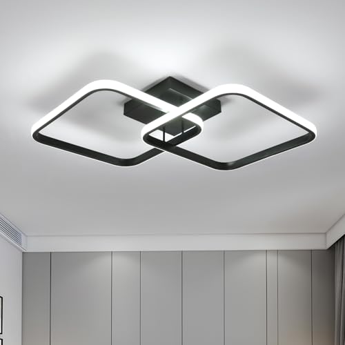 SENQIU Deckenlampe LED, 42W 4725LM LED Deckenleuchte Modern Quadratisch Design, Schwarz Wohnzimmerlampe, Modern Deckenbeleuchtung für Wohnzimmer, Schlafzimmer, Küche, 6500K Kaltesweiß von SENQIU