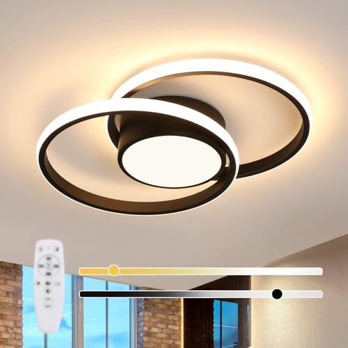 SENQIU Deckenlampe LED Dimmbar, 40W Moderne LED Deckenleuchte, Rund Lampen LED Deckenleuchte mit Fernbedienung für Schlafzimmer Wohnzimmer Büro, 3000K-6500K, Schwarz SENQIU Deckenlampe LED Dimmbar, 40W Moderne LED Deckenleuchte, Rund Lampen LED Deckenleuchte mit Fernbedienung für Schlafzimmer Wohnzimmer Büro, 3000K-6500K, Schwarz von SENQIU