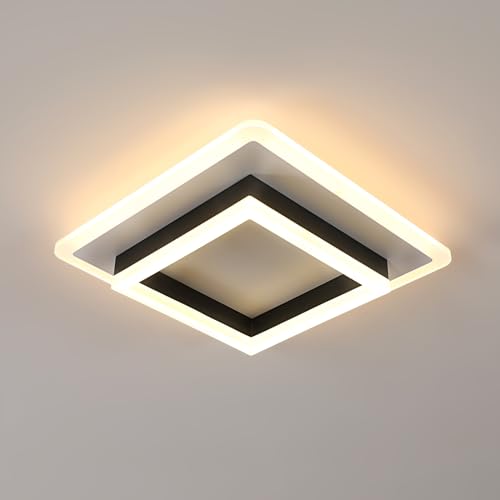 SENQIU LED Deckenlampe, 30W 3500LM LED Deckenleuchte Modern, Deckenbeleuchtung Acryl Schwarz Quadratisch für Flur Wohnzimmer Schlafzimmer Badezimmer Küche, 3000K Warmweiß von SENQIU