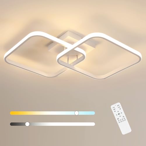 SENQIU LED Deckenlampe Dimmbar, Moderne LED Deckenleuchte mit Fernbedienung 50W, Deckenleuchte Quadratisch aus Acryl für Schlafzimmer, Wohnzimmer, Küche, (3000K-6500K) von SENQIU