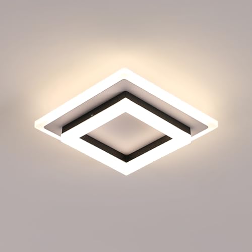 SENQIU LED Deckenleuchte, 24W 2700LM Deckenlampe Modern Quadratisch, LED Lampen Deckenlampen Schwarz aus Acryl für Flur Küche Wohnzimmer Schlafzimmer, 4500K Neutralweiß von SENQIU