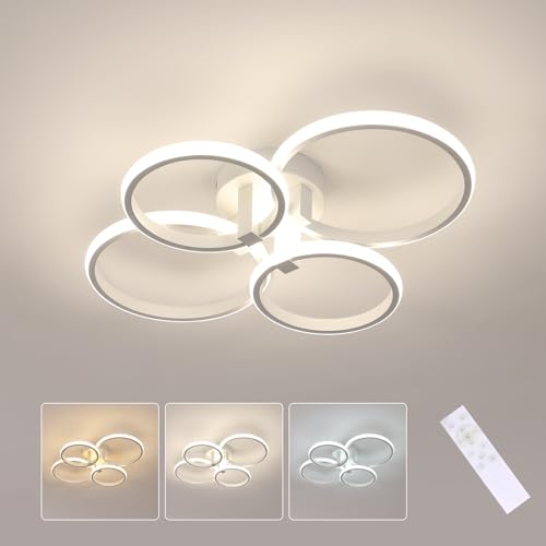 SENQIU LED Deckenleuchte Dimmbar, 57W Moderne Runde Deckenlampe Mit Fernbedienung, Aluminium Lampe für Schlafzimmer, Wohnzimmer, Küche (3000K-6500K, Weiß) von SENQIU