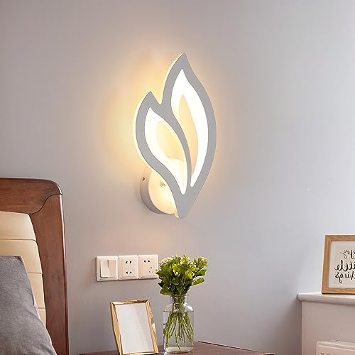 SENQIU LED Wandleuchte Innen 13W, Blumenförmige Moderne LED Wandlampe aus Acryl 1500LM 3000K Warmweißes Licht, Wandbeleuchtung Flur Wandlicht für Schlafzimmer, Wohnzimmer, Weiß von SENQIU