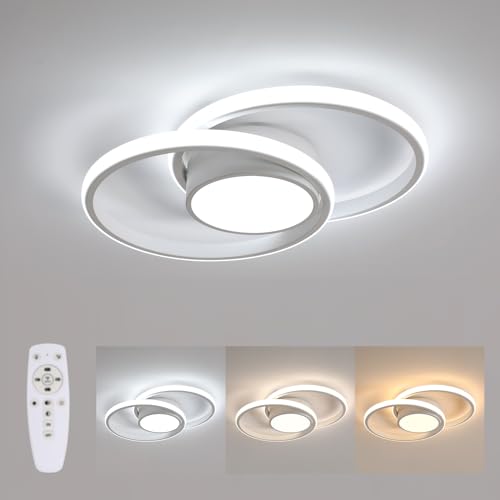 SENQIU Moderne LED Deckenleuchte, LED Deckenlampe Dimmbar mit Fernbedienung 40W, LED Deckenleuchte Weiß Rund aus Acryl für Schlafzimmer, Wohnzimmer, Küche, (3000K-6500K) von SENQIU