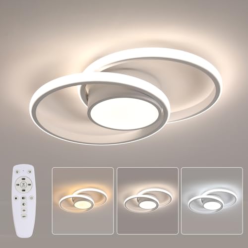 SENQIU Moderne LED Deckenleuchte, 40W LED Deckenlampe Dimmbar mit Fernbedienung, Deckenleuchte Led Weiß Rund aus Acryl für Schlafzimmer, Wohnzimmer, Küche, (3000K-6500K) von SENQIU