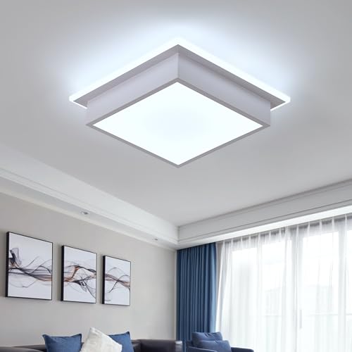 SENQIU Deckenlampe LED, 34W 3825LM Moderne LED Deckenleuchte Quadratisch, Weiße Acryl LED Deckenbeleuchtung für Wohnzimmer Schlafzimmer Flur Küche Badezimmer, 6500K Kaltesweiß, 30CM von SENQIU
