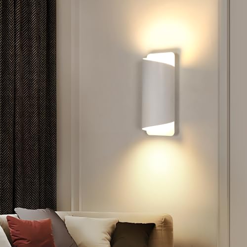 SENQIU Wandleuchte Innen, Weiße Wandlampe Modern G9, Up and Down leuchten, Wandleuchten Innen aus Metall für Schlafzimmer, Wohnzimmer, Treppen, Flur, Balkon, Treppenhaus (ohne Leuchtmittel) von SENQIU