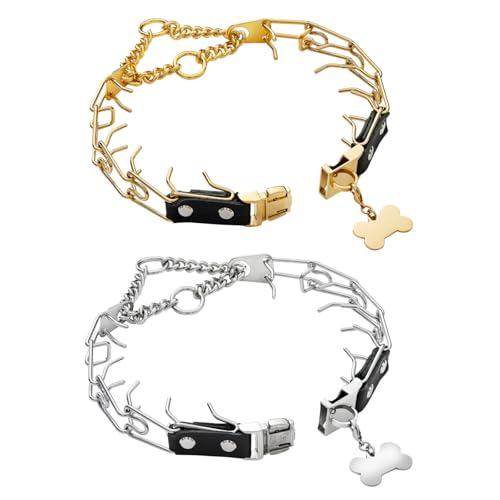 2 x 60 cm lange Hundehalsband, kein Ziehen, Anti-Kau-Trainings-Halsband für bequeme Passform und polierte glatte Glieder für festes Training und Kontrolle von SENRISE