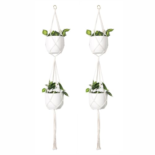 2 x Hängepflanzenaufhänger, Wandbehang, Übertopf, Deckenpflanzen für Innen- und Außenbereich, dekorativer Blumenkorb, Terrasse, Decke, Blumentopfhalter (B) von SENRISE