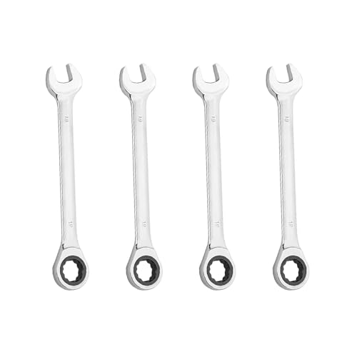 4-teiliges Ratschenschlüssel-Set, Cr-V-Stahl, Mertic-Schraubenschlüssel, 72 Zähne, doppelseitiger Ringmaulschlüssel-Set für Reparaturen (9 mm Öffnung) von SENRISE