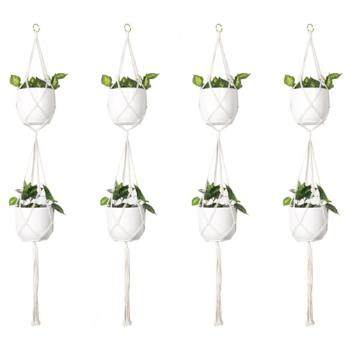 4 x Hängepflanzenaufhänger, Wandbehang, Übertopf, Deckenpflanzen für Innen- und Außenbereich, dekorativer Blumenkorb, Terrasse, Decke, Blumentopfhalter (B) von SENRISE