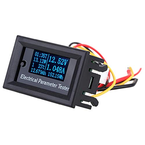 7 in 1 Parametermesser Multifunktions-Parametermonitor OLED Digital Parameter-Tester für Maschinenüberwachung Power/Auto/Batterie (33V/3A blau), schwarz von SENRISE