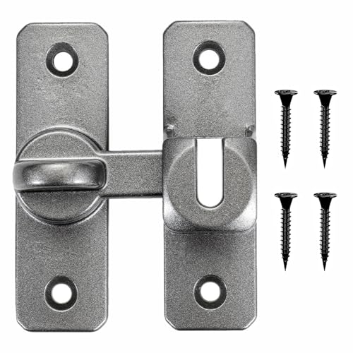 90/180 Grad Flip-Scheunentürschloss aus Aluminiumlegierung, rechtwinkliger Türriegel, schützt die Privatsphäre, für Scheunenschrank, Fenster, Badezimmer, Garten, Schiebetür (grau) von SENRISE