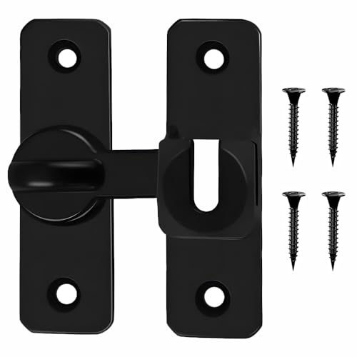 90/180 Grad Flip-Scheunentürschloss aus Aluminiumlegierung, rechtwinkliger Türriegel, schützt die Privatsphäre, für Scheunenschrank, Fenster, Badezimmer, Garten, Schiebetür (schwarz) von SENRISE