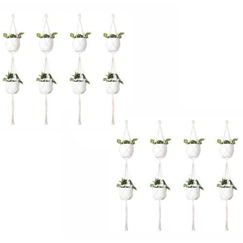 Hängende Pflanzenaufhänger, Wandbehang, Pflanzgefäß, Deckenpflanzen für Innen- und Außenbereich, Korb, dekorative Blume, Terrasse, Decke, Blumentopfhalter, 8 Stück (B) von SENRISE