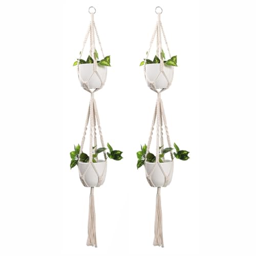 Hängende Pflanzenaufhänger, Wandbehang, Übertopf, Deckenpflanzen für Innen- und Außenbereich, Korb, dekorative Blume, Terrasse, Decke, Blumentopfhalter, 2 Stück (A) von SENRISE