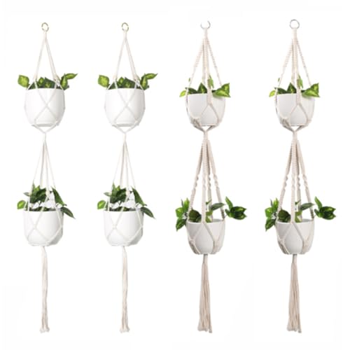 Hängende Pflanzenaufhänger, Wandbehang, Übertopf, Deckenpflanzen für Innen- und Außenbereich, Korb, dekorative Blume, Terrasse, Decke, Blumentopfhalter (A+B) von SENRISE