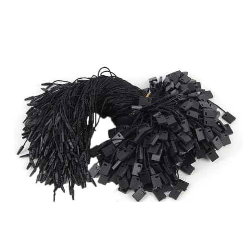 Hangtag String Nylonschnur für Hängeetiketten, 200 Stück, Einweg, schwarz, mit Schnappverschluss, für Kleidung, Markenetikett, Preis (schwarz) von SENRISE