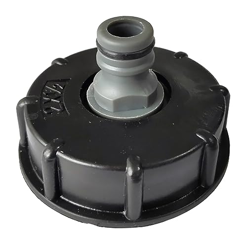 IBC Tankadapter SENRISE Kunststoffschlauch Wasserhahn Anschluss S60X6 Grobgewinde Kappe auf 1,27 cm Wassertonnenventil Adapter für IBC Tonnenventil von SagaSave